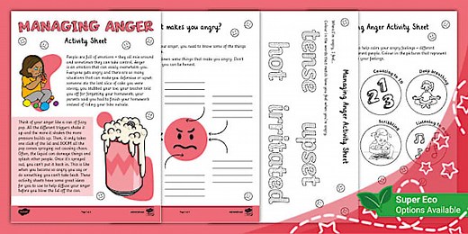 Managing Anger Activity Sheet for Children