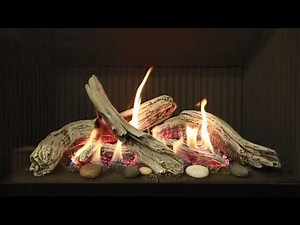 Valor H5 Gas Fireplace | Driftwood Logs & Fluted Black Liner