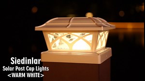 SIEDiNLAR Solar Post Cap Lights Outdoor Glass 2 Modes 8 LEDs for 4x4 5x5 6x6 Posts Fence Deck Patio Decoration Warm White/Cool White Lighting White (2 Pack)