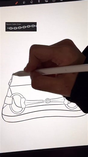 Fashionary | Technical Drawing Demo by ‘FashionDraw by Fashionary’ 🪄 Outline｜Ink → Bleeding Bold Technical｜Trims → Square Cable Chain, Round Rhinestone... | Instagram