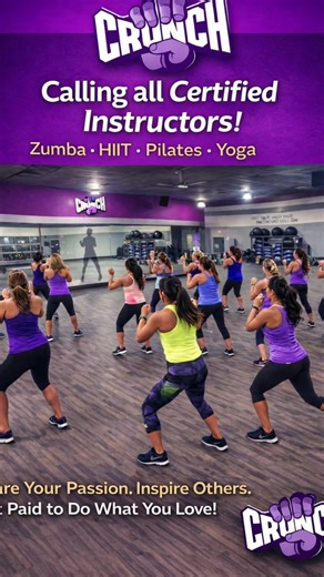 Calling all Instructors! 💜👊 Looking for a change? Ready to teach in a room that’s full of energy, support, and real community? At Crunch, our Group Fitness Instructors don’t just lead classes — they build culture, inspire confidence, and grow their craft. If you’re passionate about movement, music, and motivating people, we want YOU to be part of our Crunch family. 📍 Crunch Pharr 🎶 Zumba • Dance • Strength • HIIT 📩 DM us or apply in-club #CrunchFitness #CrunchPharr #GroupFitnessInstructor #