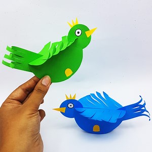77K views · 6.5K reactions | Paper Bird making easy tutorial at home. Paper fun making ideas. Moving paper toys. #origamibird #paperbird #paperanimals | Origami Art & Crafts | Facebook