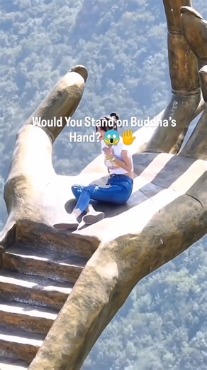 BeautifulChina on Instagram: "Buddha’s Hand Bridge, China: One of the World’s Most Extreme Attractions China’s Buddha’s Hand rises 75 feet above a 1,000-meter drop, offering one of the most thrilling viewpoints on Earth. This isn’t a movie set…it’s real 😱🖐️ Would you step out here? Video by @travelwithchrisseetheworld"
