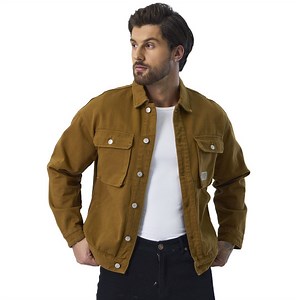 [Hot Item] Custom Yellow Colored Fabric Casual Outer Wear Men Motorcycle Jacket