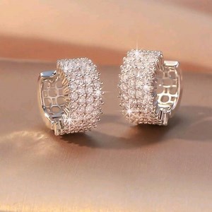 #138 Luxury Elegant Cubic Zirconia Earrings, Hollow Floral Pattern 4row CZ