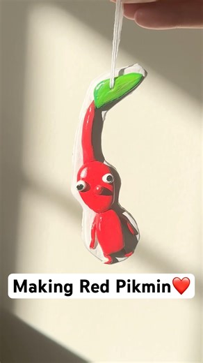 Making a Red Pikmin decoration with air dry clay ❤️ #craft #pikmin #clay #airdryclay #art #ornament
