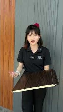 Wood-grained corrugated metal panel with foam core, commonly used for prefabricated houses and cl...