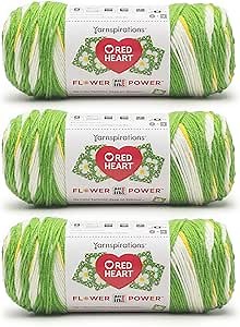 Red Heart All in ONE Flower Power Flower Field Yarn - 3 Pack of 8.8oz/250g - 100% Acrylic - #4 Worsted (Medium) - 440 Yards - Knitting/Crochet