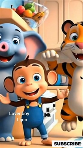 Elephant, Monkey & Tiger Dancing Together! Baby dance vidio #babydance #cutedance #cuteanimation