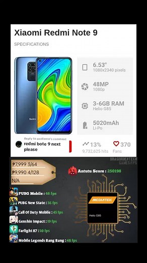 Xiaomi Redmi Note 9 Specs and Gaming Test Analysis