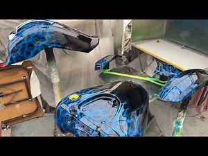 Candy Blue True Fire Flames Yamaha motorcycle custom paint