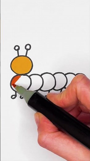 Cómo Dibujar una Oruguita Arcoíris 🐛 Dibujo Paso a Paso para Niños 🌈🎨