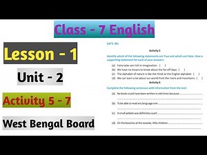 Class 7 English Lesson 1 The Book of Nature Activity 5 to 7
