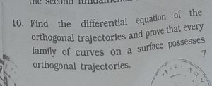 Find the differential equation of the orthogonal trajectories a... | Filo