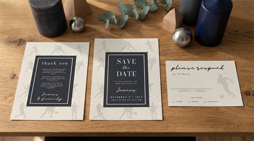 Bar Mitzvah Guest Communication Suite – Save the Date, Invitation, RSVP, Thank You • Sportsman Collection James • Editable Templates - Etsy Canada