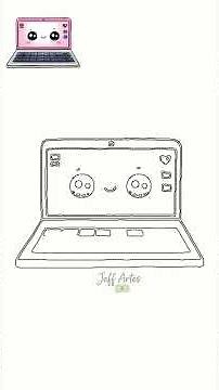 Como desenhar um notebook cute #art #drawing #desenhopassoapasso #draw #cute