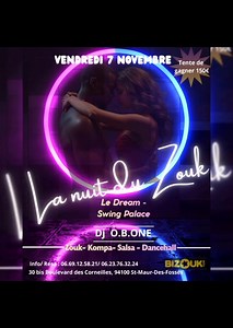 🎶 LE DREAM – LA NUIT DU ZOUK RÉTRO 🎶 📅 Vendredi 7 Novembre | 🕘 Dès 21h00 🔥 ZOUK – KOMPA – SALSA – DANCEHALL – AFRO – RETRO VIBES 🔥 Ambiance 100 % love & chaleur animée par DJ O.B.ONE 🎧 Prépare-toi à revivre les plus grands sons des années zouk et à vibrer jusqu’au bout de la nuit 💃🏽🕺🏽 🍔 SERVICE BOKIT & AGOULOU de 21h à 23h — viens manger avant de danser 🌴 💰 TIRAGE AU SORT EXCLUSIF : GAGNE UNE ENVELOPPE CASH DE 150 € ! ➡️ Garde ton ticket d’entrée, ➡️ Dépose ton nom dans l’urne, ➡️ 