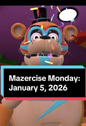 New Year, new Mazercise mayhem! Join our group & Discord today to join in on Mazercise Monday, LIVE Faz-Chat, performances, game and movie nights, and more! Check out our partner @starlightentllc #glamrockafireexplosion #mazercisemonday #fnaf #fnafsecuritybreach #vrchat
