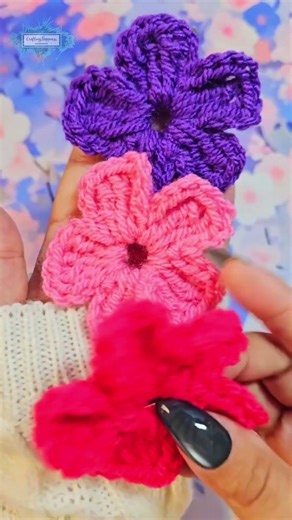 3D Crochet Puff Flowers Without A Magic Ring #crochet