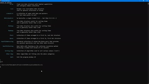 Data Structure and Algorithm Visualizer by Cody Holland and Dr. Kevin Cherry - Sept. 10 2020