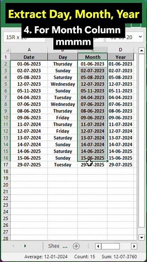 How to Extract Day, Month & Year from a Date in Excel | Excel Tips & Tricks | #excel #excelinterview