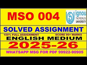 MSO 004 solved assignment 2025-26 in English || mso 004 solved assignment 2026 || mso4 2025-26