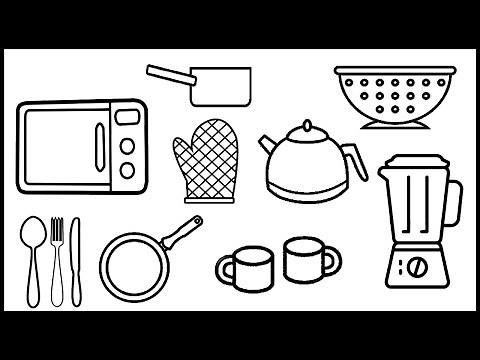 How to Draw A Kitchen Utensils | Draw A Kitchen Set | Easy Drawing For Kids | Draw A Kitchen Items