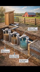 🚽 HOW A SEPTIC SYSTEM ACTUALLY WORKS! 🚽Did you know 25% of US homes (20 million households) use septic systems? Here's how they work! 💧🏡 **3-STAGE TREATMENT PROCESS:****TANK 1 - SETTLING CHAMBER:**💩 Raw sewage enters⬇️ Solids sink to bottom🦠 Liquids flow to Tank 2⏱️ Retention time: 24-48 hours**TANK 2 - BACTERIAL BREAKDOWN:**🦠 Bacteria digest organic matter🧪 Anaerobic decomposition💧 Water becomes clearer⏱️ Retention time: 24-48 hours**TANK 3 - FINAL CLARIFICATION:**✨ Final settling stag