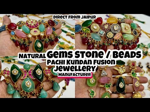 Luxury Pachi Kundan Gems Stone Jewellery Manufacturer |Semi Precious Stone beads Jewellery Wholesale