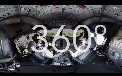 360度全景 飞机起飞降落 驾驶舱视角