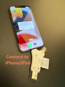 4in1 SD Card Reader for iPhone That Reads Both SD TF Memory simultaneously,for Trail Camera/Hunting Game Camera Viewer Plays Video Photo on All Latest Apple iOS