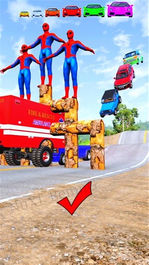 Superheroes vs Air Flying Super Car's - No Chance - Beamng Drive #shorts