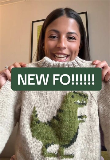 My newest and cutest finished object! I did not want to learn intarsia (because I was feeling lazy okay I know it isn’t hard whatever. I also didnt want to knit flat because that’s gross) so I used the drops children 47-5 sweater pattern and added the colorwork chart from the dinosaur sweater by Pernille Larson! #knit #knittok #knitting #finishedobjectfriday #sweater