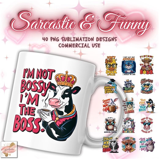 Sarcastic Coffee Mug Sublimation Bundle, Funny Quotes, Funny Cow Mug Print, Sarcastic Quotes Mug Print Funny Mug Design Sarcastic PNG Bundle - Etsy