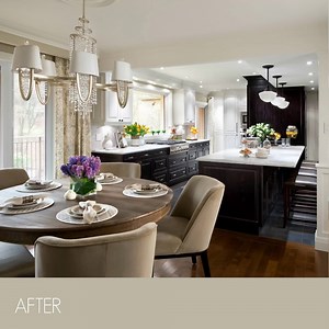 A handsome kitchen and dining room reno with state of the art Thermador appliances. | Divine Design with Candice Olson