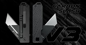 TiRant® RAZOR V3 Utility Knife (50/50 Jet-Black   Carbon Fiber SLASH Edition)