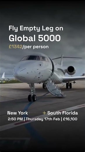 Global Express 5000 Empty Leg Flight