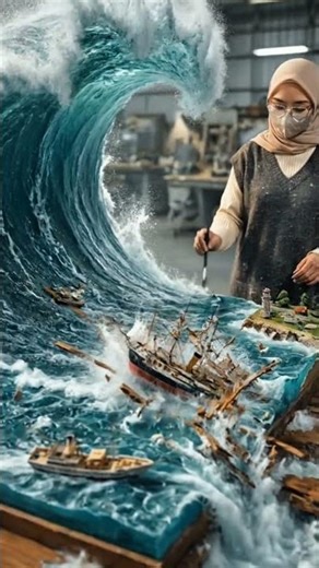 diorama tsunami