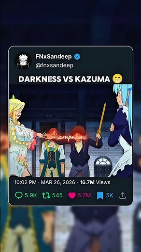 Darkness Vs Kazuma 😁#konosuba #otaku #isekai