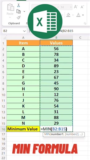 Min formula in MS-Excel #computerknowledge #excel #exceltips #studystation #excelformula