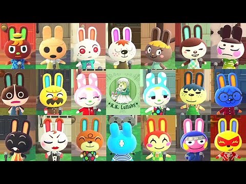 All 20 Rabbit Villagers Singing K.K. Lullaby in Animal Crossing: New Horizons
