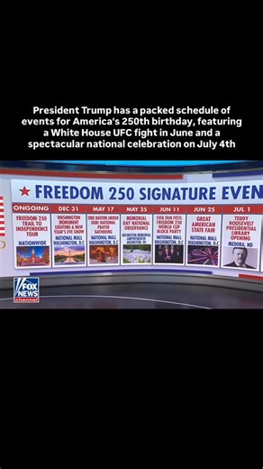 Andweknow on Instagram: "President Trump has a packed schedule of events for America’s 250th birthday, featuring a White House UFC fight in June and a spectacular national celebration on July 4th. #presidenttrump #maga #trump2025"