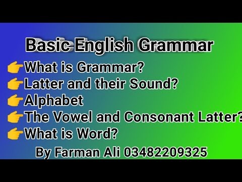 Basic English Grammar Lesson 1 | What is Grammar, Letters, Alphabet, Vowels & Words In Eng + Sindhi