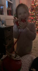 We have this magic phone in our family that calls straight to the North Pole. So if the kids ever need to leave a message for Santa or if mom or dad need to report behavior, we can call! Well Emily has found this magic phone and spends most days calling Santa. Watch how surprised she gets when Prancer answers! 😂❤️ | Emily's Heart