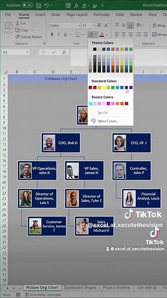 Excel org chart with pictures tutorial #tutorials #excel #exceltricks #exceltips #learnwithtiktok #excelpro #learnexcel