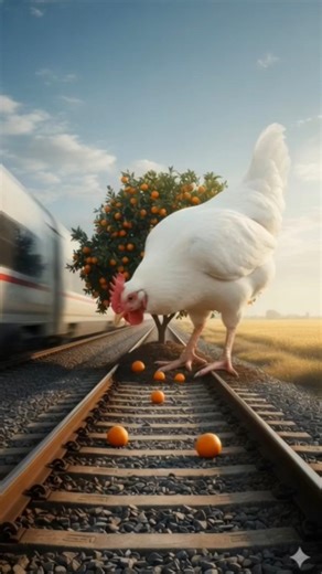 A Big Hen Enters the Village | True Story of the Hen and the Orange 😭🍊 #ai #hen #orange #farmer