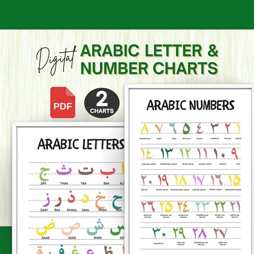 Arabic Alphabet and Number Charts | Montessori Islamic Printable (digital Download) - Etsy