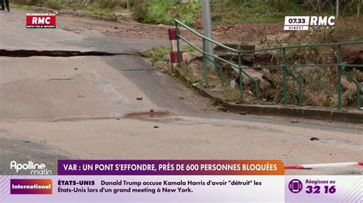 Var: un pont s'effondre et bloque près de 600 personnes