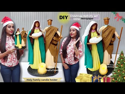 DIY Newspaper Doll 👼Christmas Nativity set🎄diy Holy family candle holder #newspapercraft
