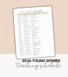 2026 LDS Young Women Lesson Schedule Printable (PDF) - Etsy
